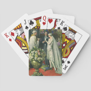 Vintage Wedding, Bride and Groom with Menorah Playing Cards