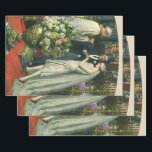 Vintage Wedding, Bride and Groom with Menorah Wrapping Paper Sheet<br><div class="desc">Vintage illustration love and romance wedding ceremony image featuring a couple getting married in a beautiful synagogue with stained glass windows,  flowers and a seven branch menorah. The bride is wearing a long white wedding gown and the groom is handsome in his tuxedo.</div>