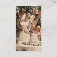 Vintage Wedding Bride Groom Newlyweds Cut the Cake
