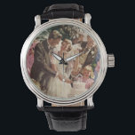 Vintage Wedding Bride Groom Newlyweds Cut the Cake Watch<br><div class="desc">Vintage illustration love and romance design featuring a bride and groom cutting the cake at their wedding reception party. The happy newlywed couple are enjoying being just married and celebrating with family and friends. Happily ever after!</div>