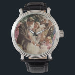 Vintage Wedding Bride Groom Newlyweds Cut the Cake Watch<br><div class="desc">Vintage illustration love and romance design featuring a bride and groom cutting the cake at their wedding reception party. The happy newlywed couple are enjoying being just married and celebrating with family and friends. Happily ever after!</div>