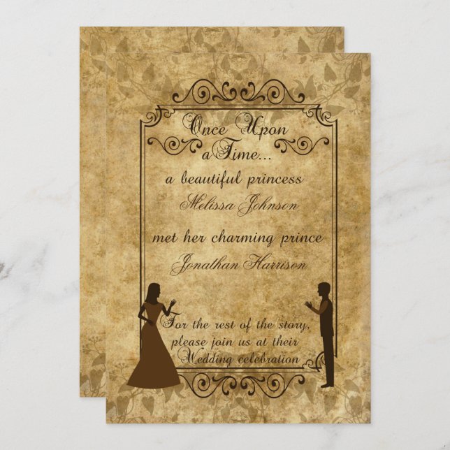 Vintage wedding Bride Groom Once upon time Invite (Front/Back)