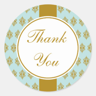 Vintage Wedding Business Aqua Thank You Stickers