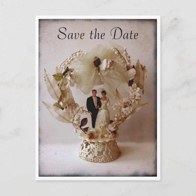 Vintage Wedding Cake Topper postcard (Front)