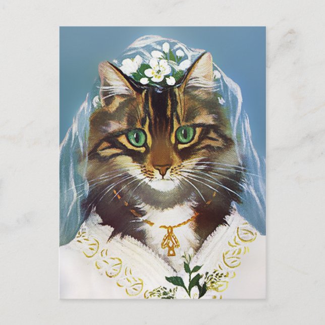 Vintage Wedding Cat Postcard (Front)