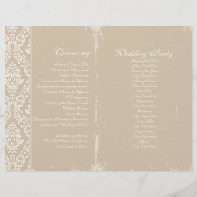 Vintage Wedding Ceremony Program (Front)