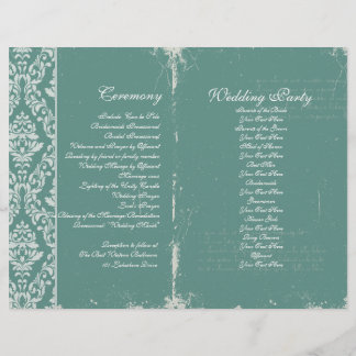 Vintage Wedding Ceremony Program Teal