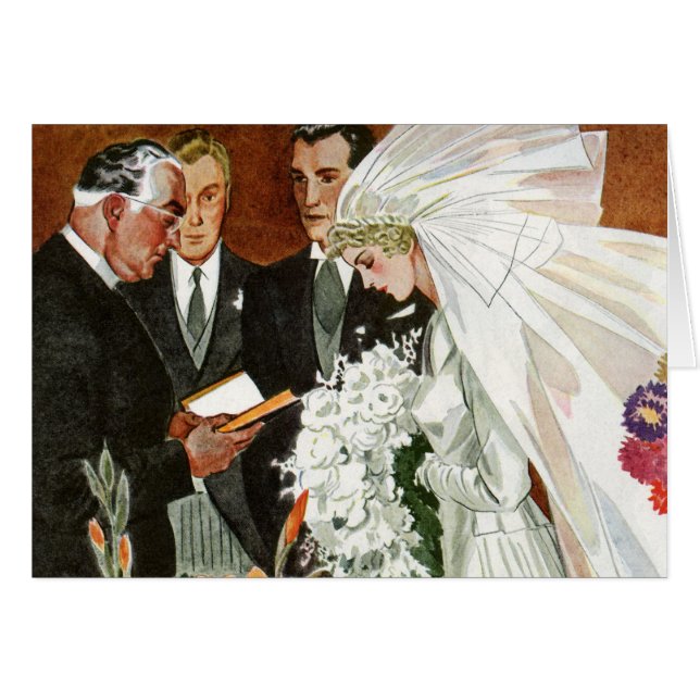 Vintage Wedding Ceremony with Bride and Groom (Front Horizontal)