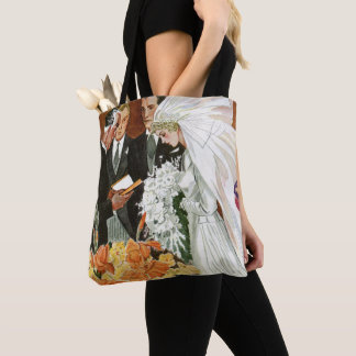 Vintage Wedding Ceremony with Bride and Groom Tote Bag