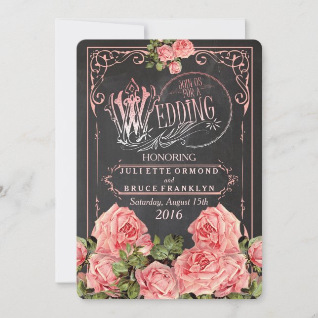 Vintage Wedding Chalkboard - Wedding Invitation (Front)
