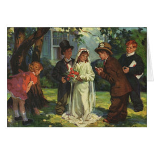 Vintage Wedding, Children Pretend Bride and Groom