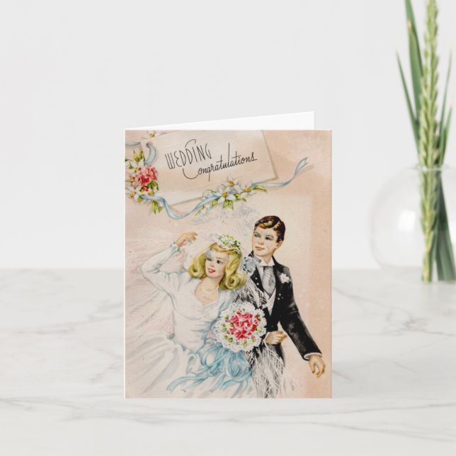 Vintage Wedding Congratulations Card (Front)