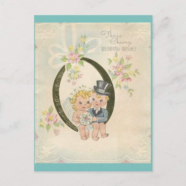 Vintage Wedding Couple Postcard (Front)