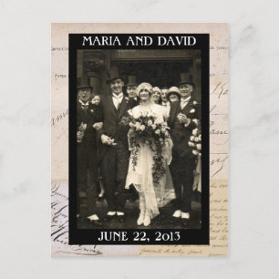 Vintage Wedding Couple Save the Date Postcard
