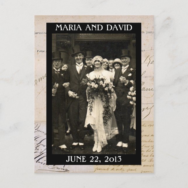 Vintage Wedding Couple Save the Date Postcard (Front)
