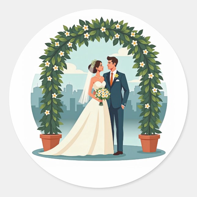 Vintage Wedding Couple Sticker  (Front)