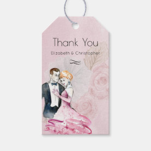 Vintage Wedding Couple Wedding Thank You Gift Tags