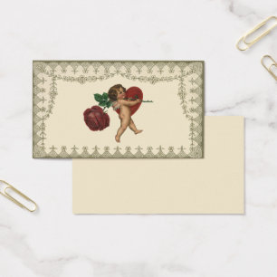 Vintage Wedding, Cupid with Red Rose and Heart