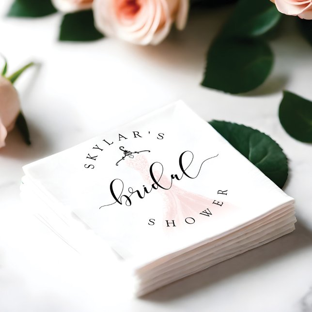 Vintage Wedding Dress Pink Bridal Shower White Napkin (Vintage Wedding Dress Pink Bridal Shower White Napkins)