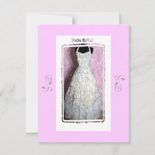 Vintage Wedding Dress Pink Shower Customisable Invitation