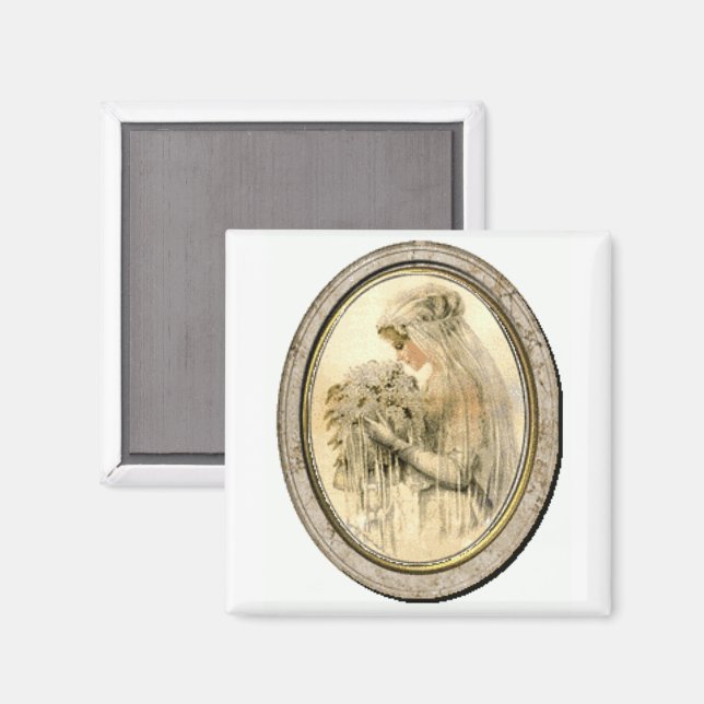 Vintage Wedding Dress Victorian Bride Magnet (Front/Back)
