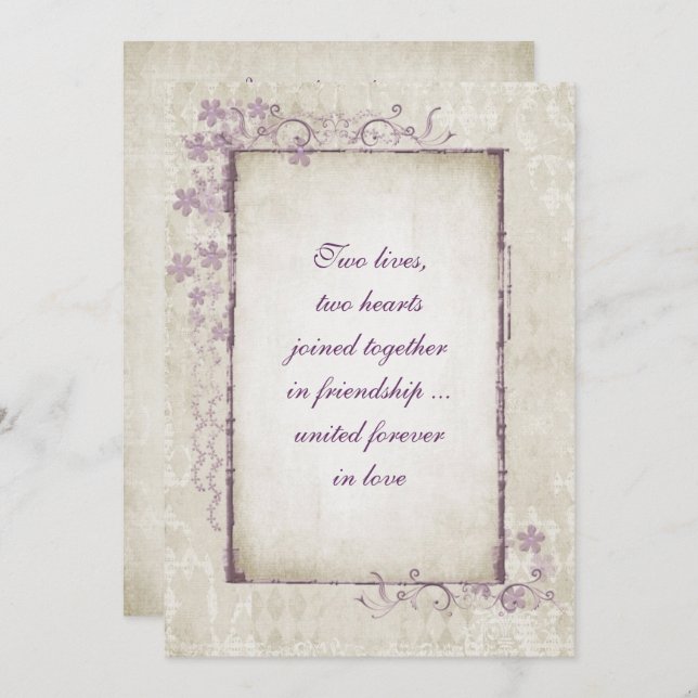Vintage Wedding Floral Frame Invitation (Front/Back)
