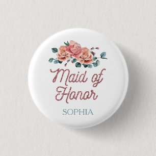 Vintage Wedding Flowers Maid of Honour Button