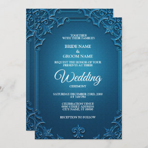 Vintage Wedding Geometric Teal Turquoise Elegant   Invitation