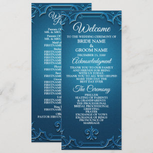 Vintage Wedding Geometric Teal Turquoise Elegant Programme