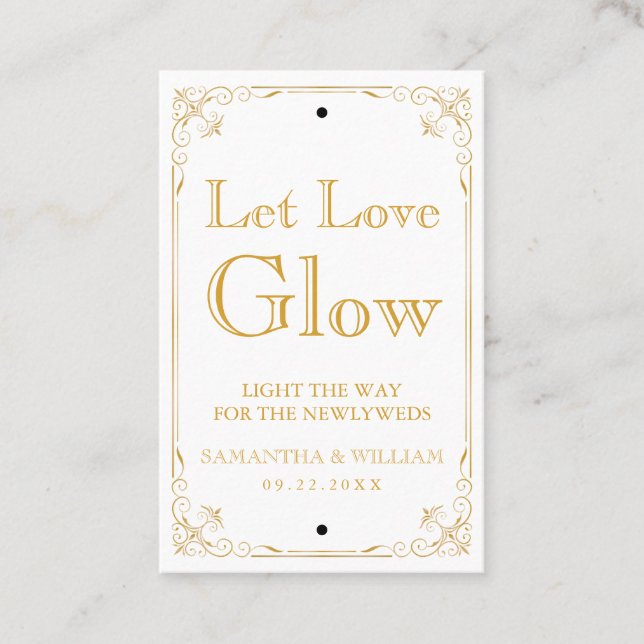 Vintage Wedding Glow Stick Tag | Custom Colour (Front)