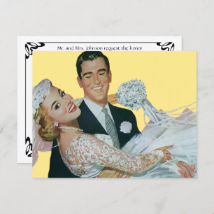 Vintage Wedding, Happy Newlyweds Invitation