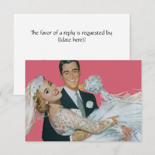Vintage Wedding Happy Newlyweds, RSVP Response Invitation