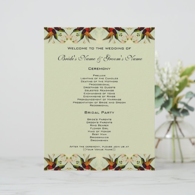 Vintage Wedding, Hummingbirds and Flowers (Standing Front)