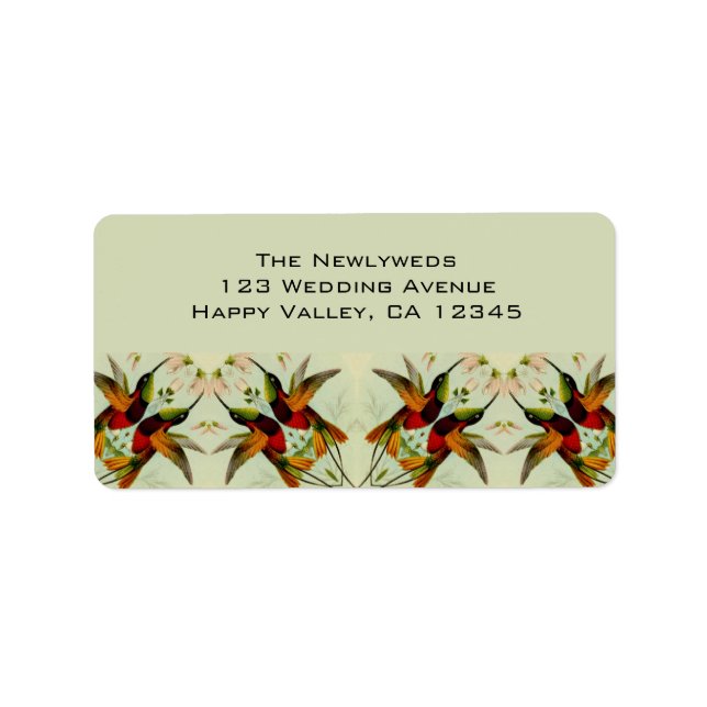 Vintage Wedding, Hummingbirds and Flowers Label (Front)