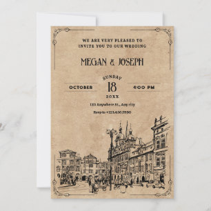 Vintage wedding  invitation