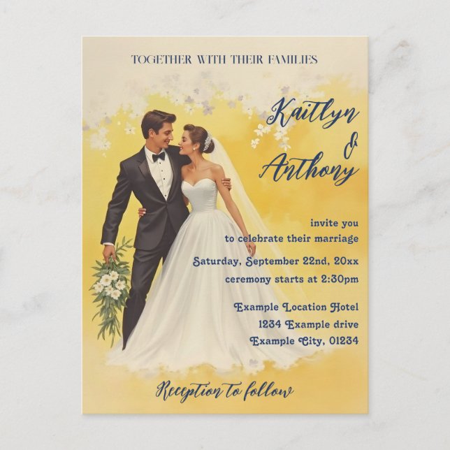 Vintage Wedding Invitation Belle éPoque Style Postcard (Front)