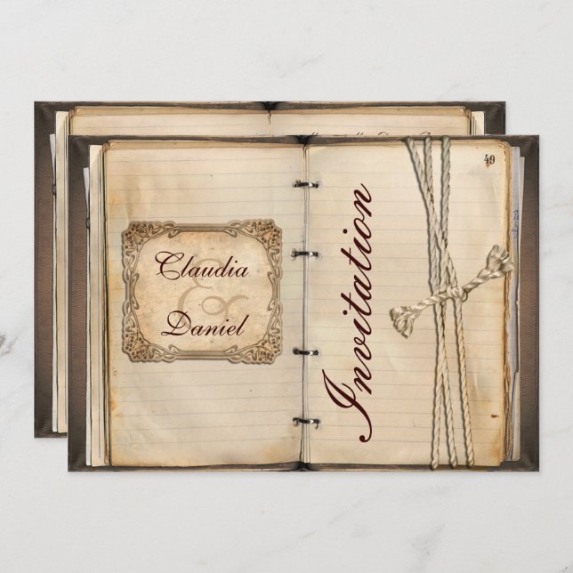 Vintage wedding Invitation cards (Front/Back)