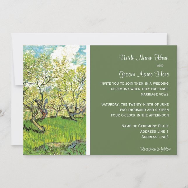 Vintage wedding invitation, Orchard in Blossom Invitation (Front)