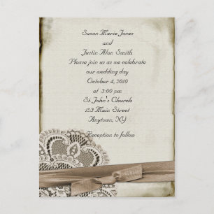 Vintage Wedding Invitation Postcard
