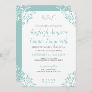 Vintage Wedding Invitations   Light Turquoise-Teal