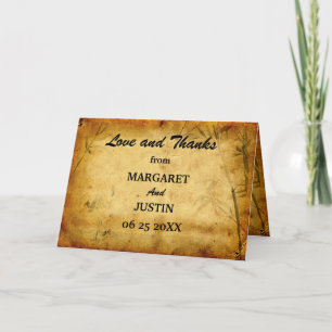 Vintage Wedding Japanese Bamboo Caligraphy Art Thank You Card