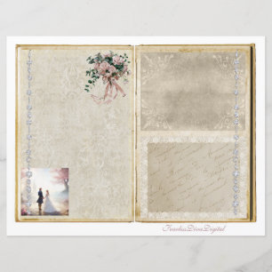 Vintage Wedding Junk Journal Scrapbook Page 21 &22