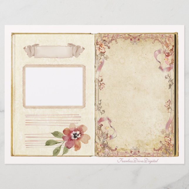 Vintage Wedding Junk Journal Scrapbook Page 7 & 8 (Front)