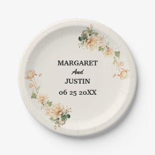 Vintage Wedding Lotus Flower Paper Plate