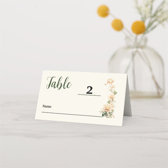 Vintage Wedding Lotus Flower Place Card (Front)
