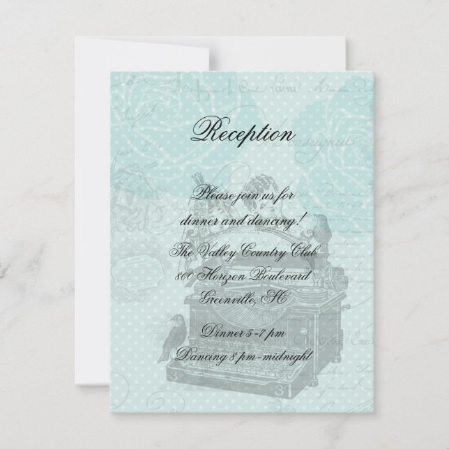 Vintage Wedding Love Letters Reception Card (Front)