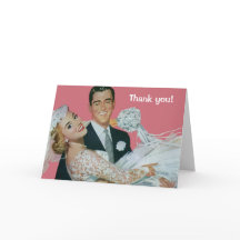 Vintage Wedding Newlyweds, Bride & Groom Thank You