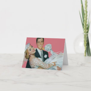 Vintage Wedding Newlyweds, Bride & Groom Thank You Card