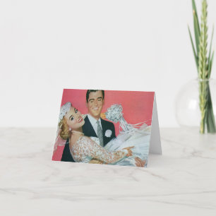 Vintage Wedding Newlyweds, Bride & Groom Thank You Card
