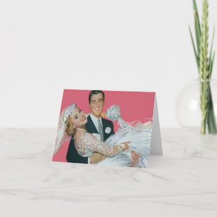 Vintage Wedding Newlyweds, Bride & Groom Thank You Card